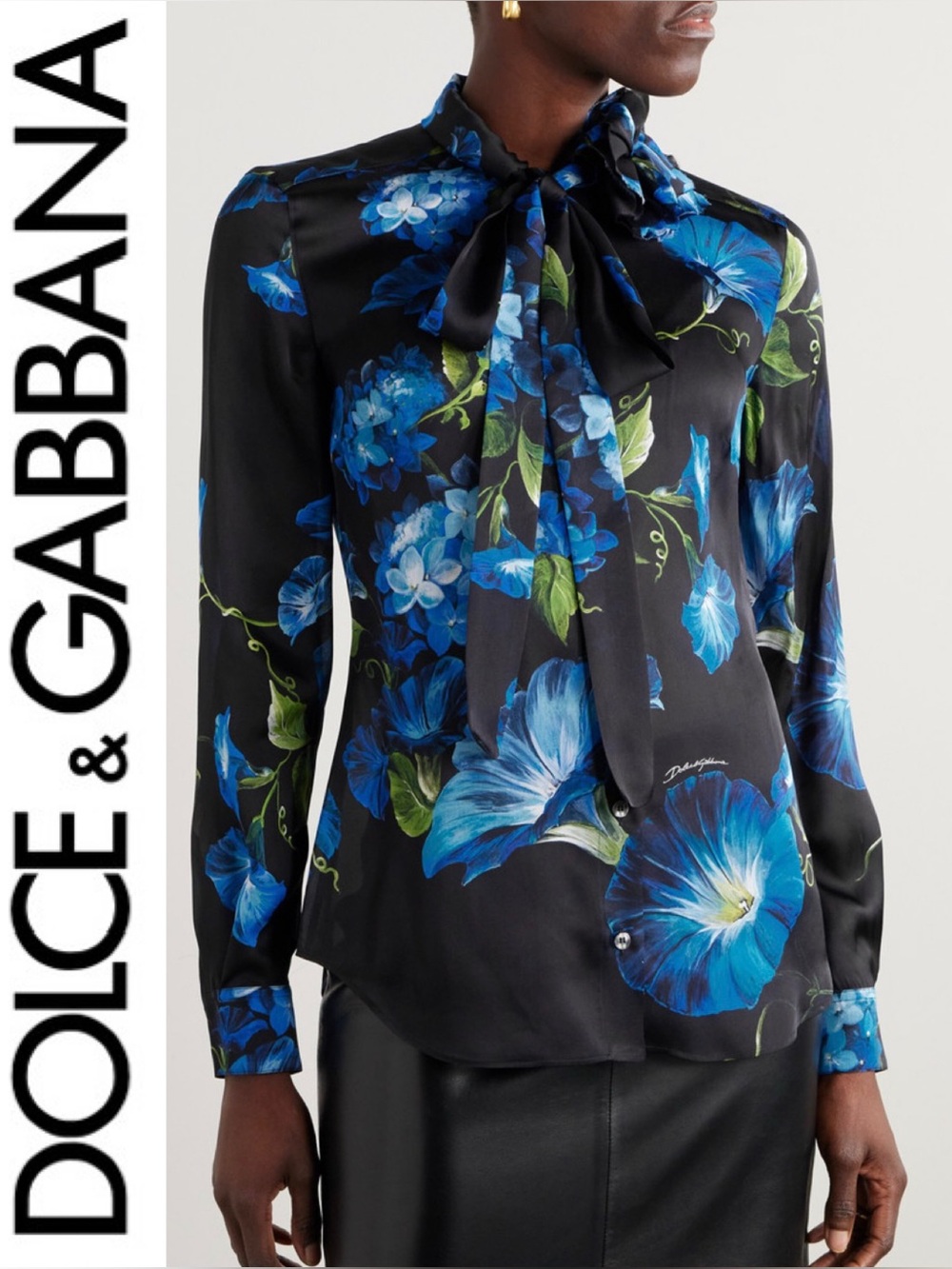 Dolce & Gabbana Bluebell Print Satin Shirt